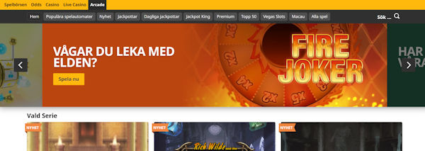 Betfair casino spelutbud