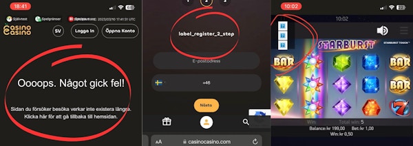 Casinocasino märkliga buggar