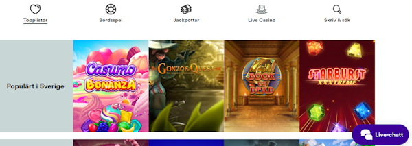 Casumo casino spelutbud