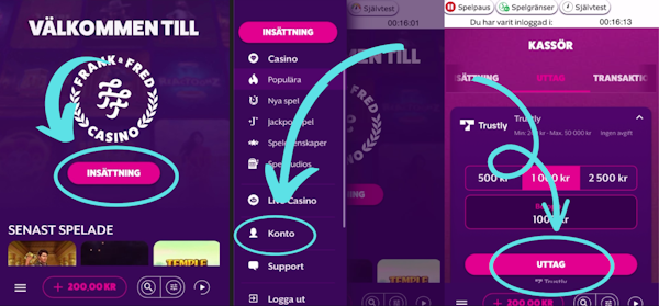 Frank & Fred casino uttag