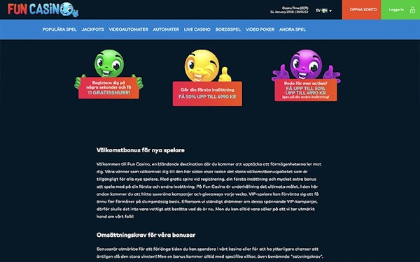 Första insättningen matchas med 100%