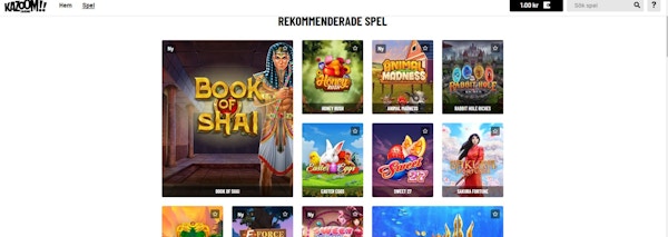 Kazoom casino spelutbud