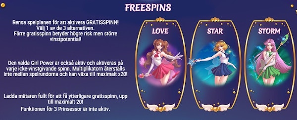 Så får du free spins i Moon Princess