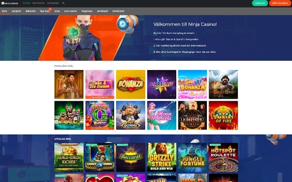 Ninja Casino spelutbud