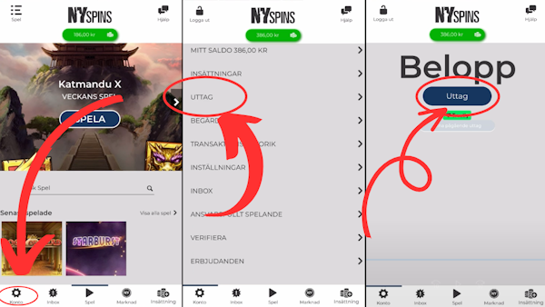 NYspins casino uttag