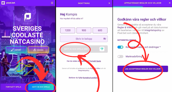 Pixel.bet casino registrering