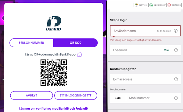 Registrering exempel bankid eller manuell