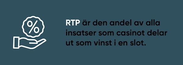RTP är den andel av alla insatser som casinot delar ut som vinst i en slot. 