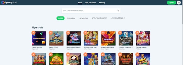 SpeedySpel casino spelutbud