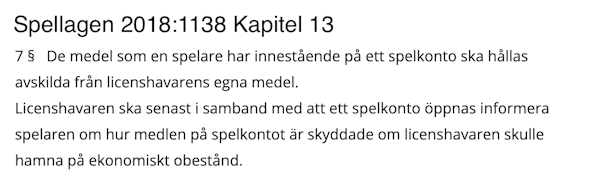 Utdrag från Spellagen kapitel 13 class=