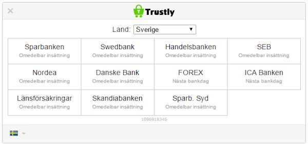 Banker anslutna till Trustly