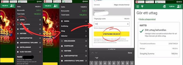 Ett uttag hos Unibet